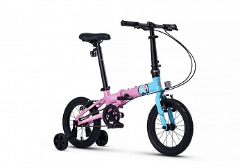 Велосипед Детский Складной Maxiscoo S007 PRO 14''  Розовый с Синим (2024)