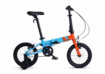 Велосипед Детский Складной Maxiscoo S007 PRO 14''  Синий с Оранжевым (2024)