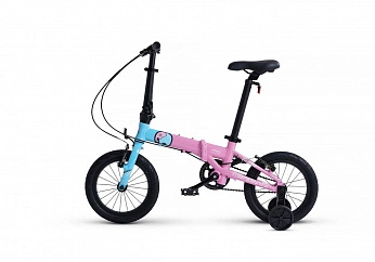 Велосипед Детский Складной Maxiscoo S007 PRO 14''  Розовый с Синим (2024)