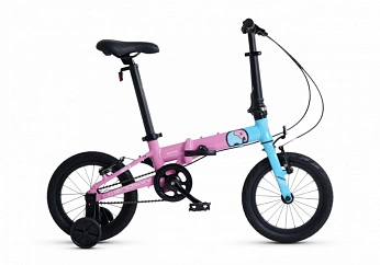 Велосипед Детский Складной Maxiscoo S007 PRO 14''  Розовый с Синим (2024)
